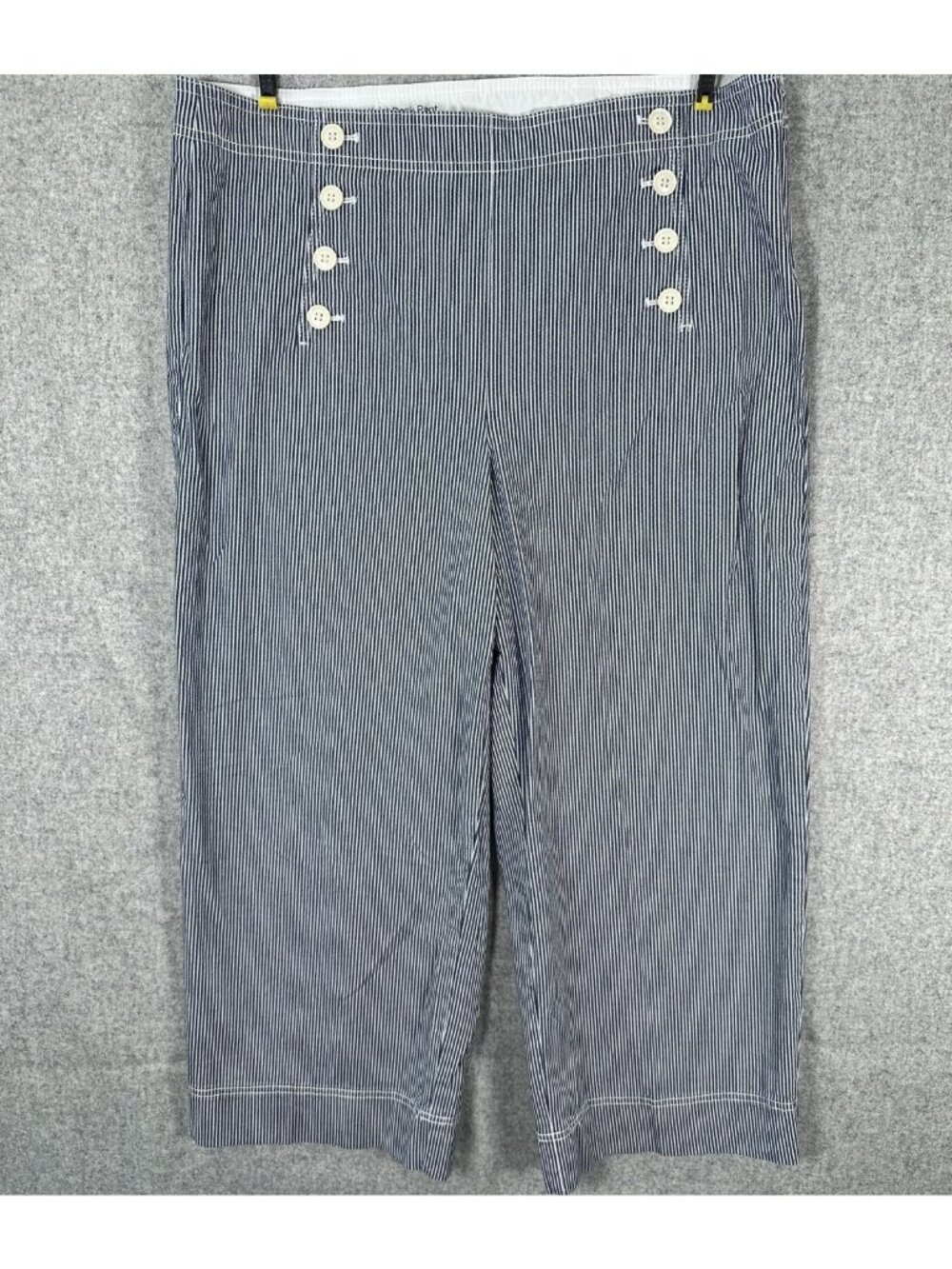 Talbots Size 14 Womens Pants High Waisted Deck Pinstripe Cropped Sailor Stretch